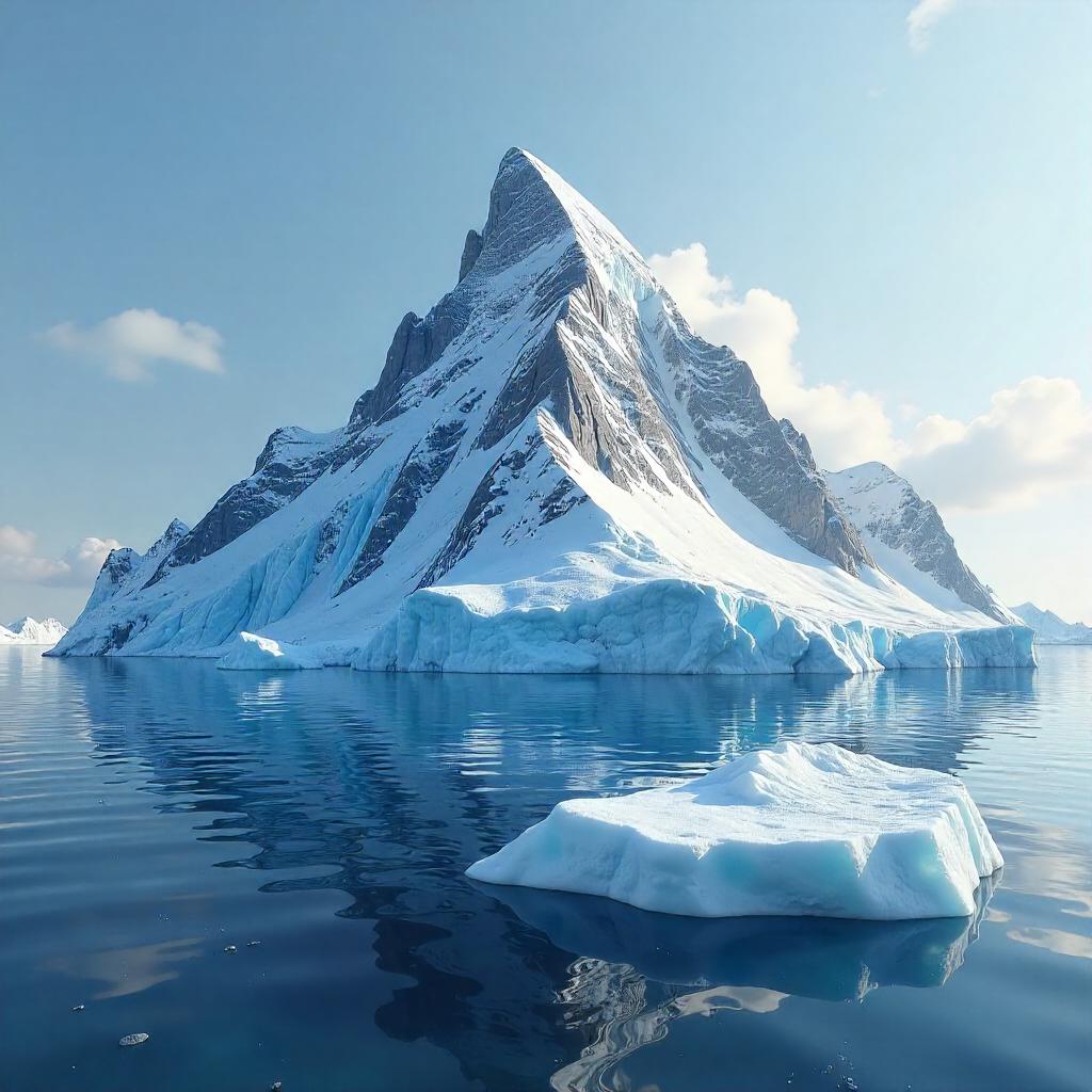 Floating Ice Mountain: 3D Render on an Iceberg