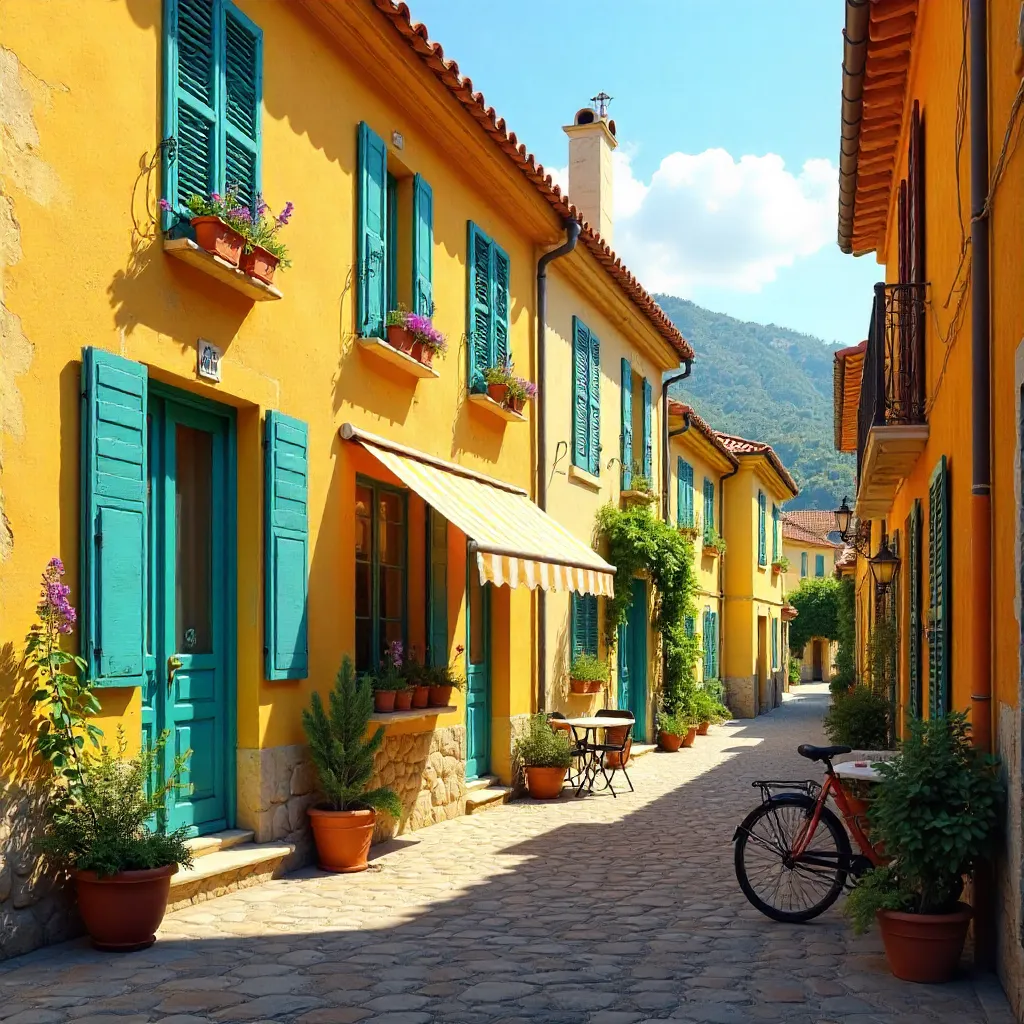 Sunlit Provencal Facades in Yellow and Orange