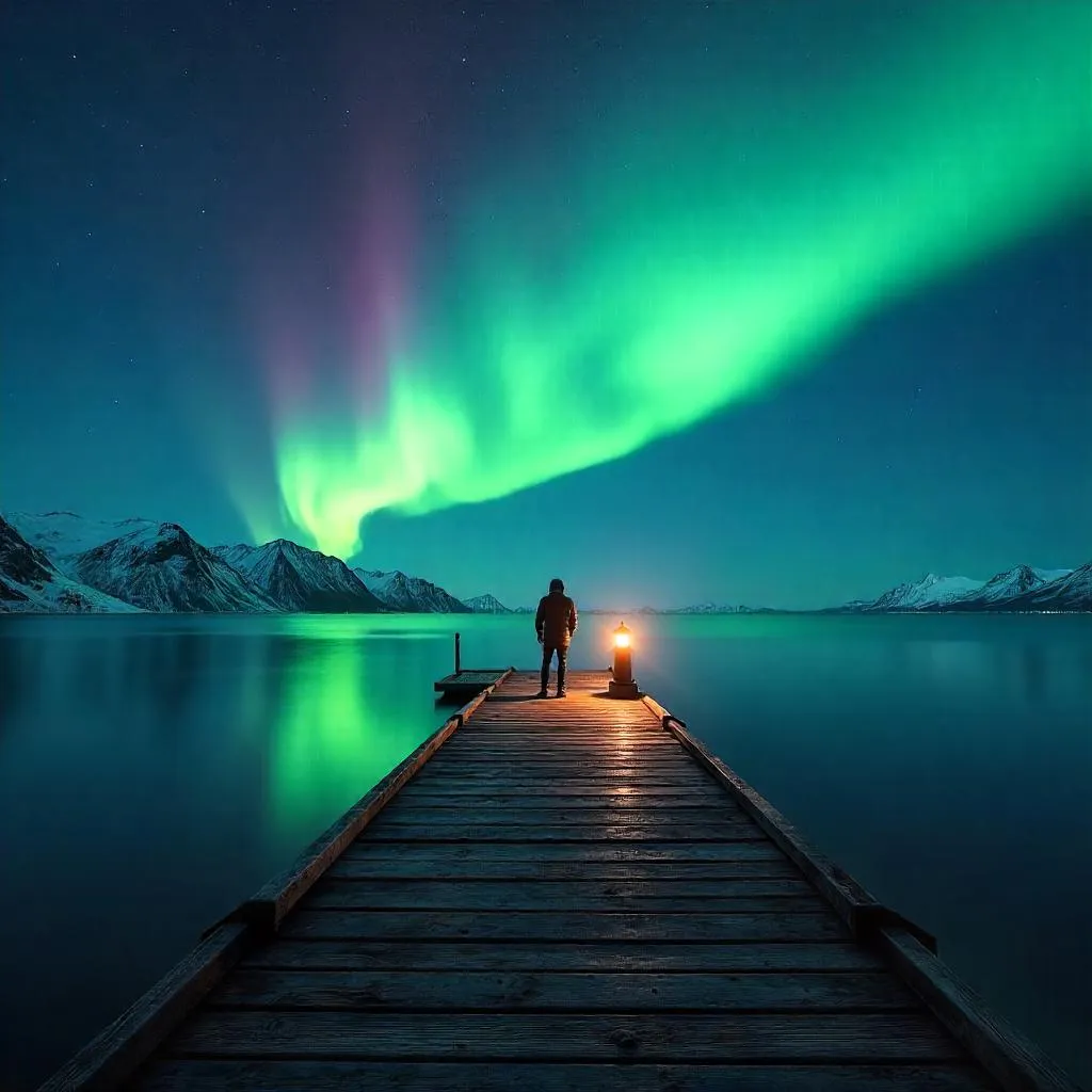 Aurora on the Pier: A Photoreal Night Scene