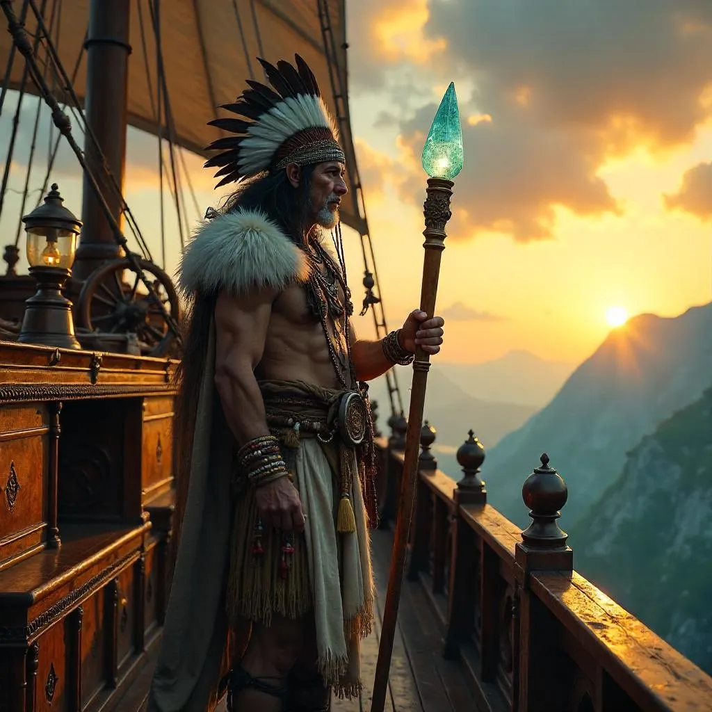 Photoreal Shaman on a Steampunk Airship