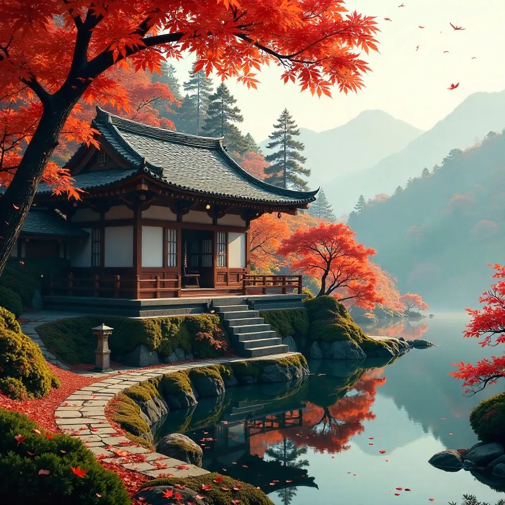 Autumn Tranquility: Kyoto Mountain Temple