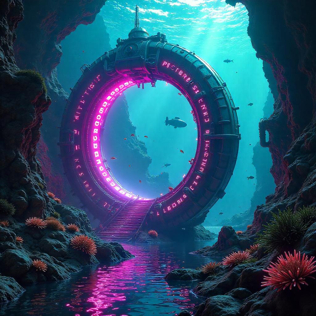 Neon Portal in the Submerged Metropolis