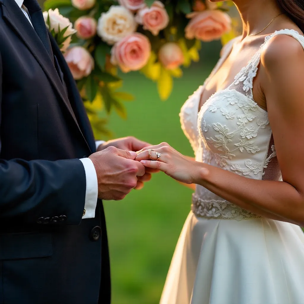 Intimate Ring Exchange Under Floral Arch