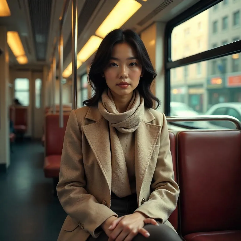 Stylish Asian Woman in a 3D Train Render