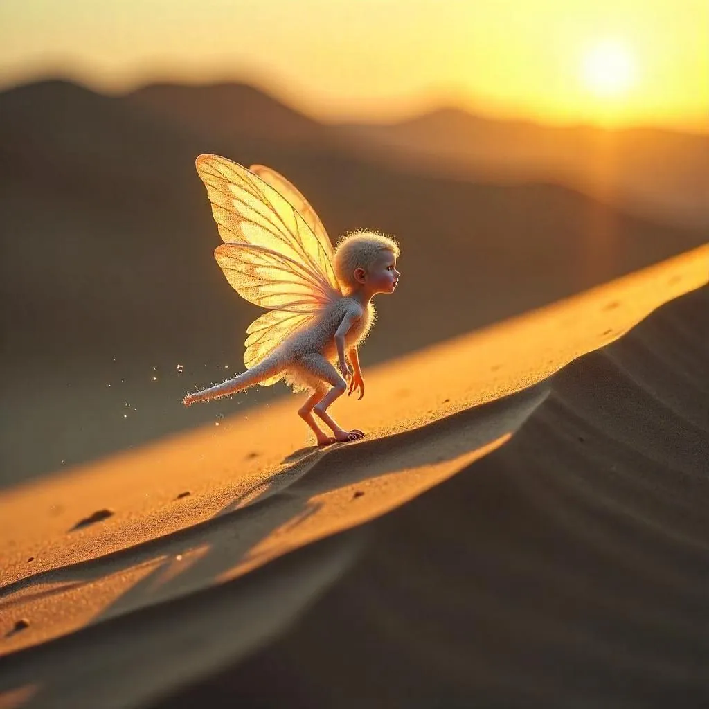Photoreal Desert Sprite in Golden Sand Dunes