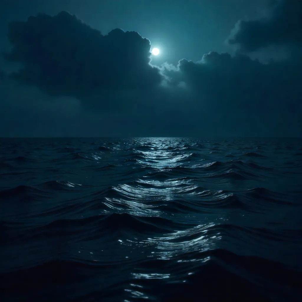 Moody Dark Ocean with Rippling Textures