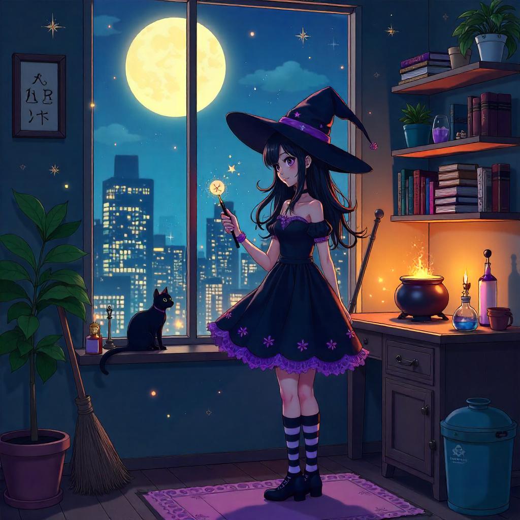 Cozy Anime Witch in a City Apartment