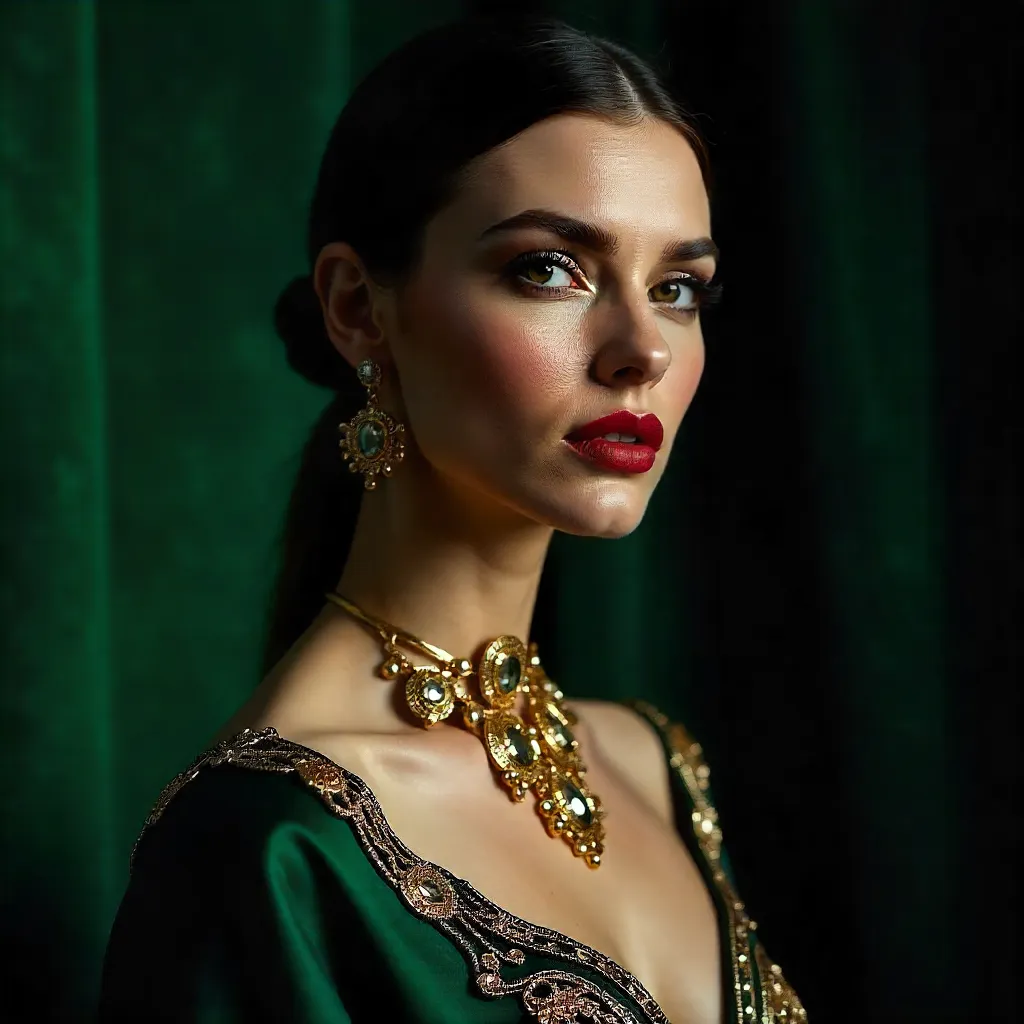 Striking Luxury Fashion Portrait with Dramatic Lighting