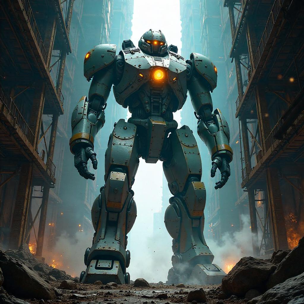 Tower Interior Mech Suit Concept Art