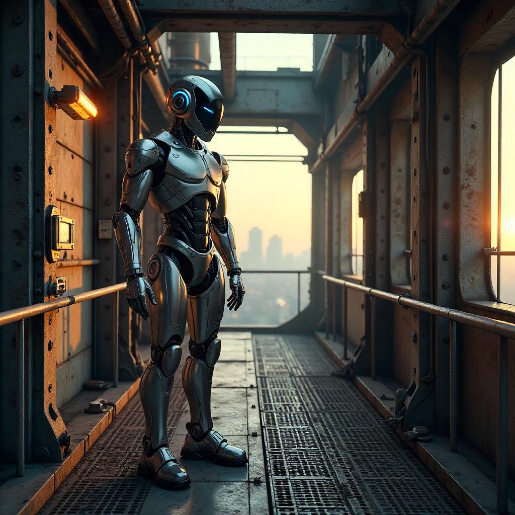 Photorealistic Robot in a Tower Interior