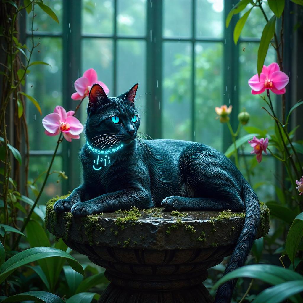 Neoncat in the Biotech Conservatory