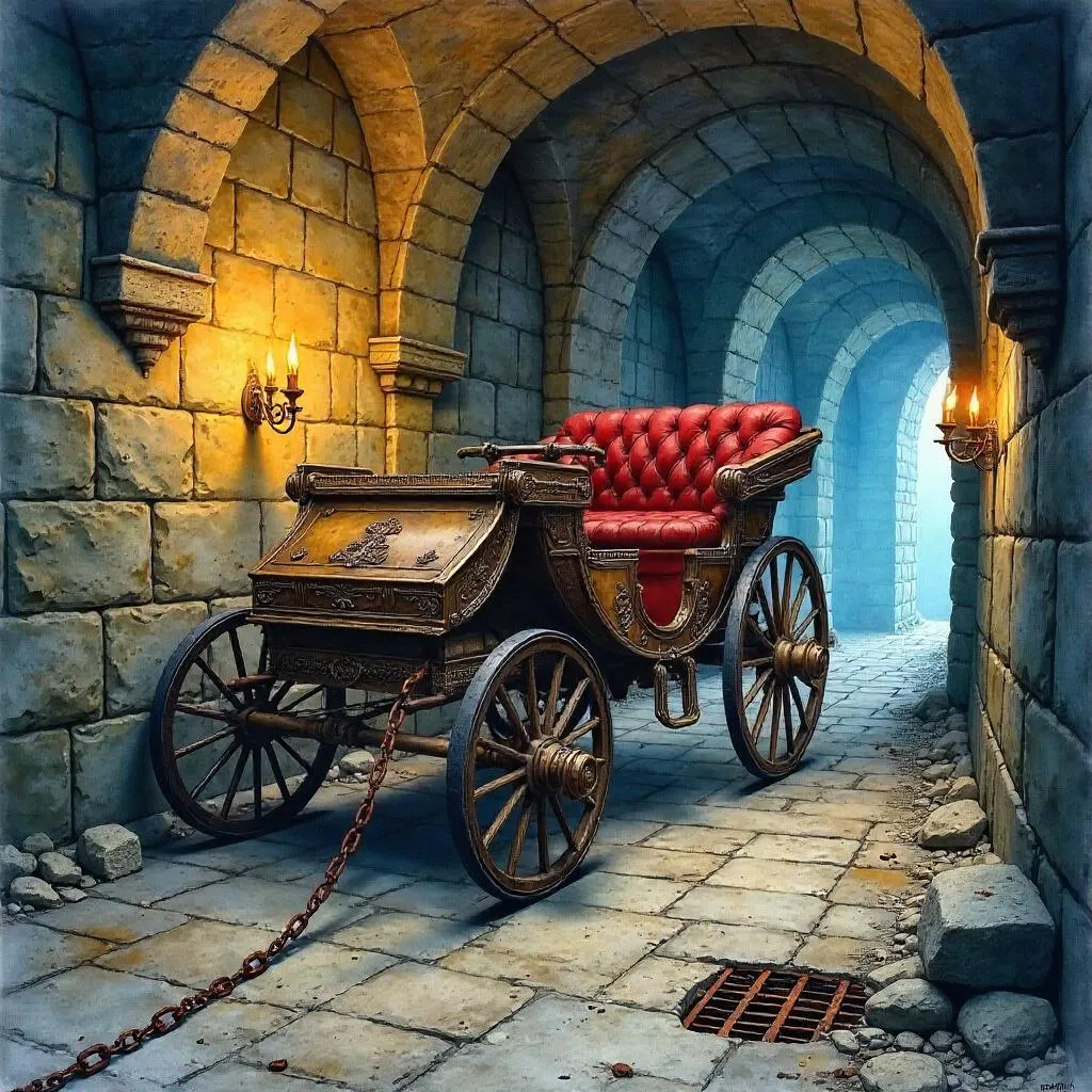 Watercolor Carriage in a Castle Dungeon