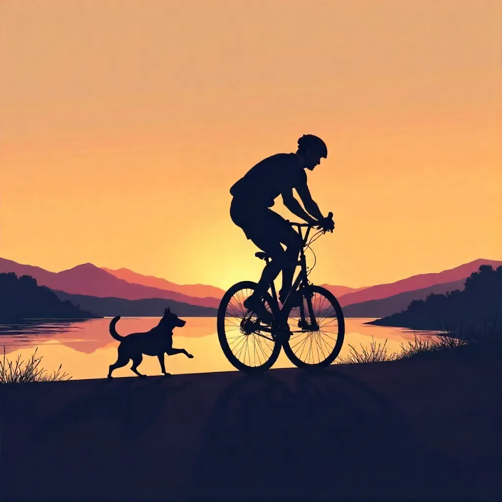 Dusk Wheelie Silhouette with Dog