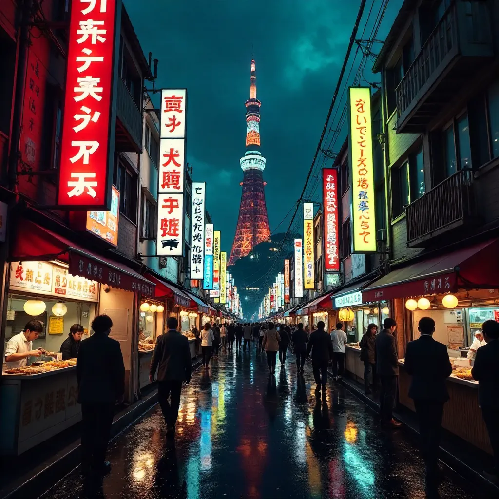 Neon Nights in Shinsekai: Osaka Street Panorama