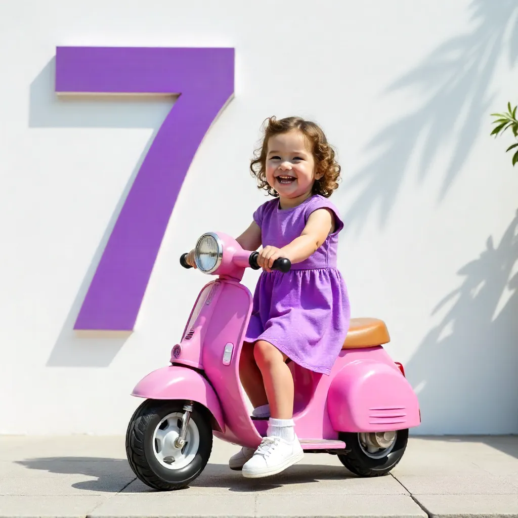 Playful Purple Dress on Pink Scooter