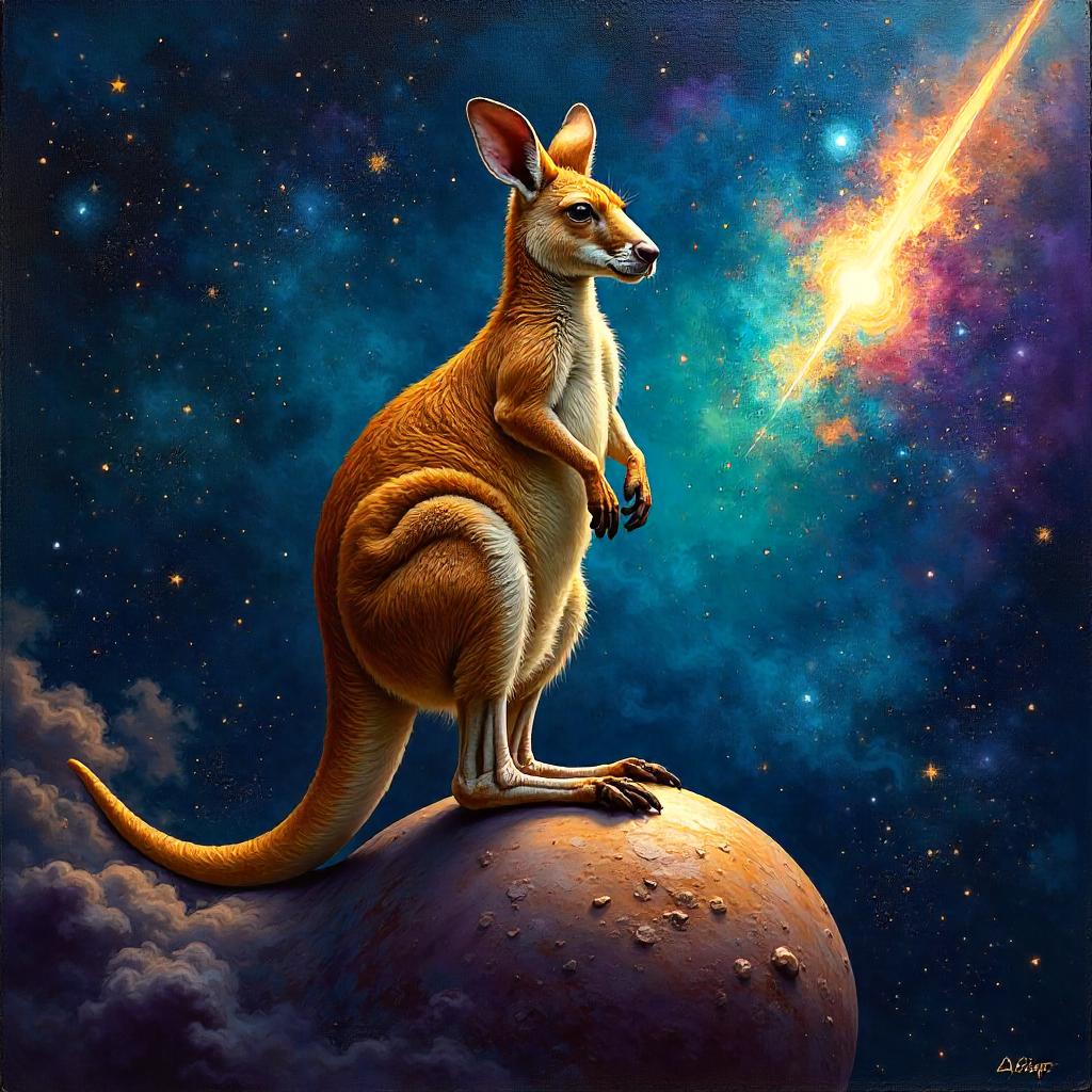 Kangaroo on a Comet: An Oil Painting Dream