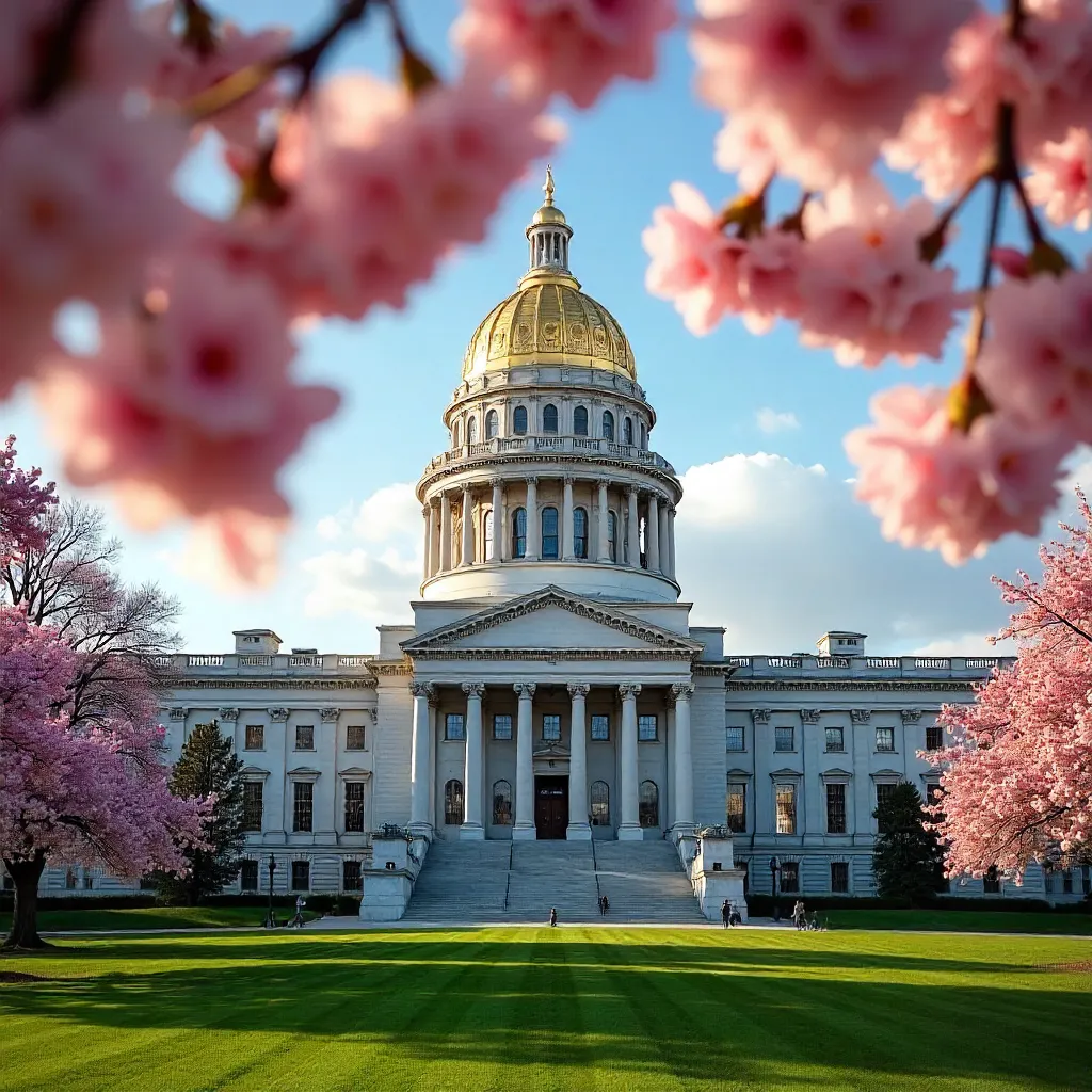 Cherry Blossom Frame: Olympia Capitol Dome