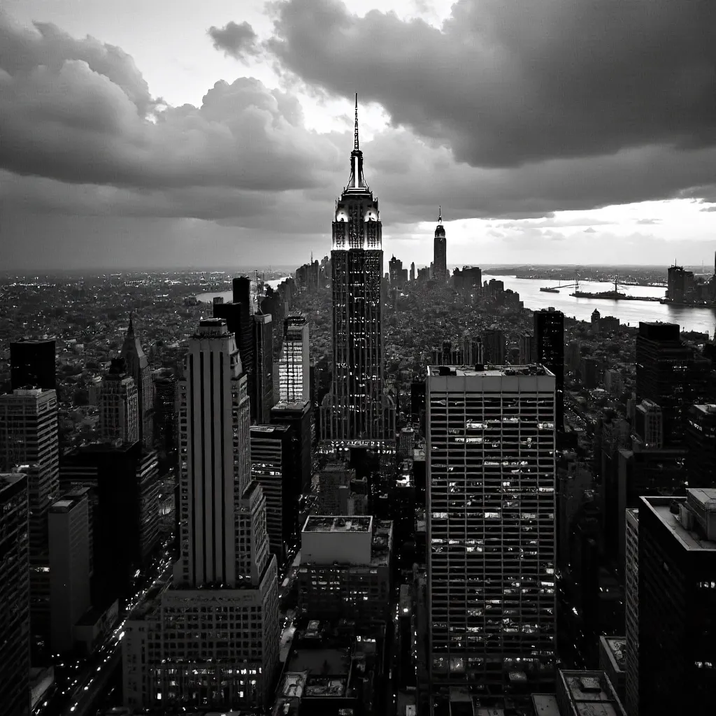 Monochrome Midtown Majesty: Chrysler Building Skyline