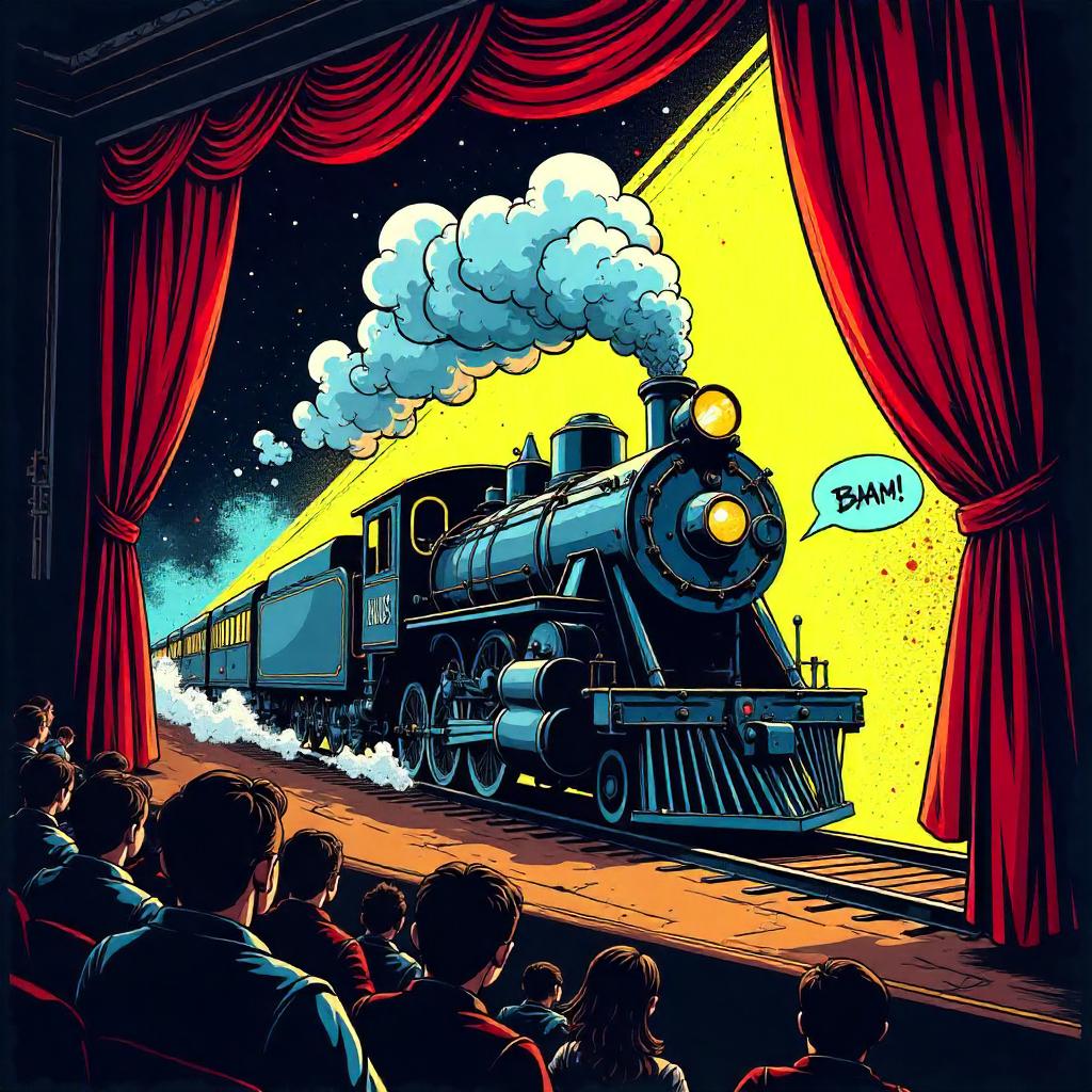 Choo-Choo on Stage: A Comic Book Theater Train Scene