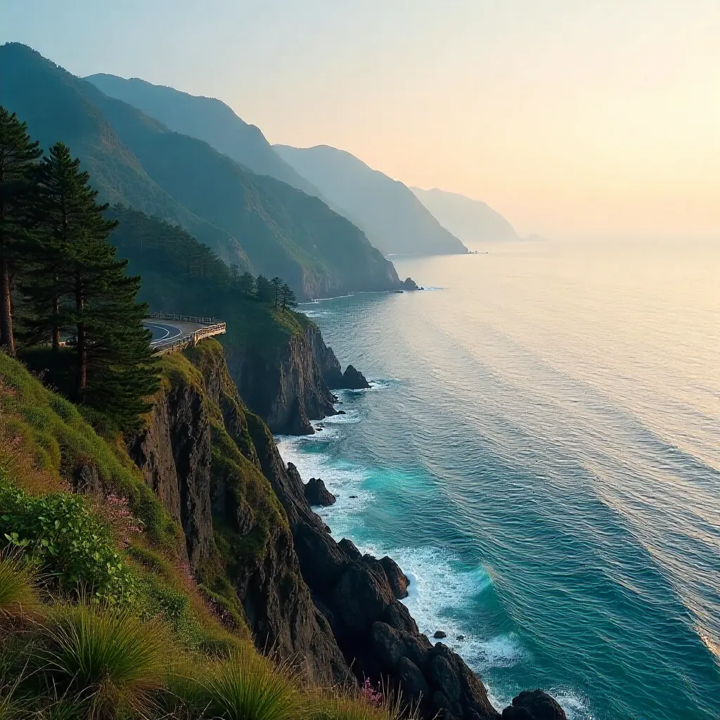 Serene West Izu Coastline: Mountains and Sea