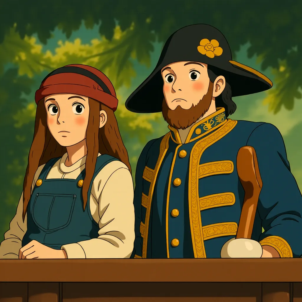 Johnny Depp and Geoffrey Rush in Pirates of the Caribbean: On Stranger Tides (2011) - Anime style