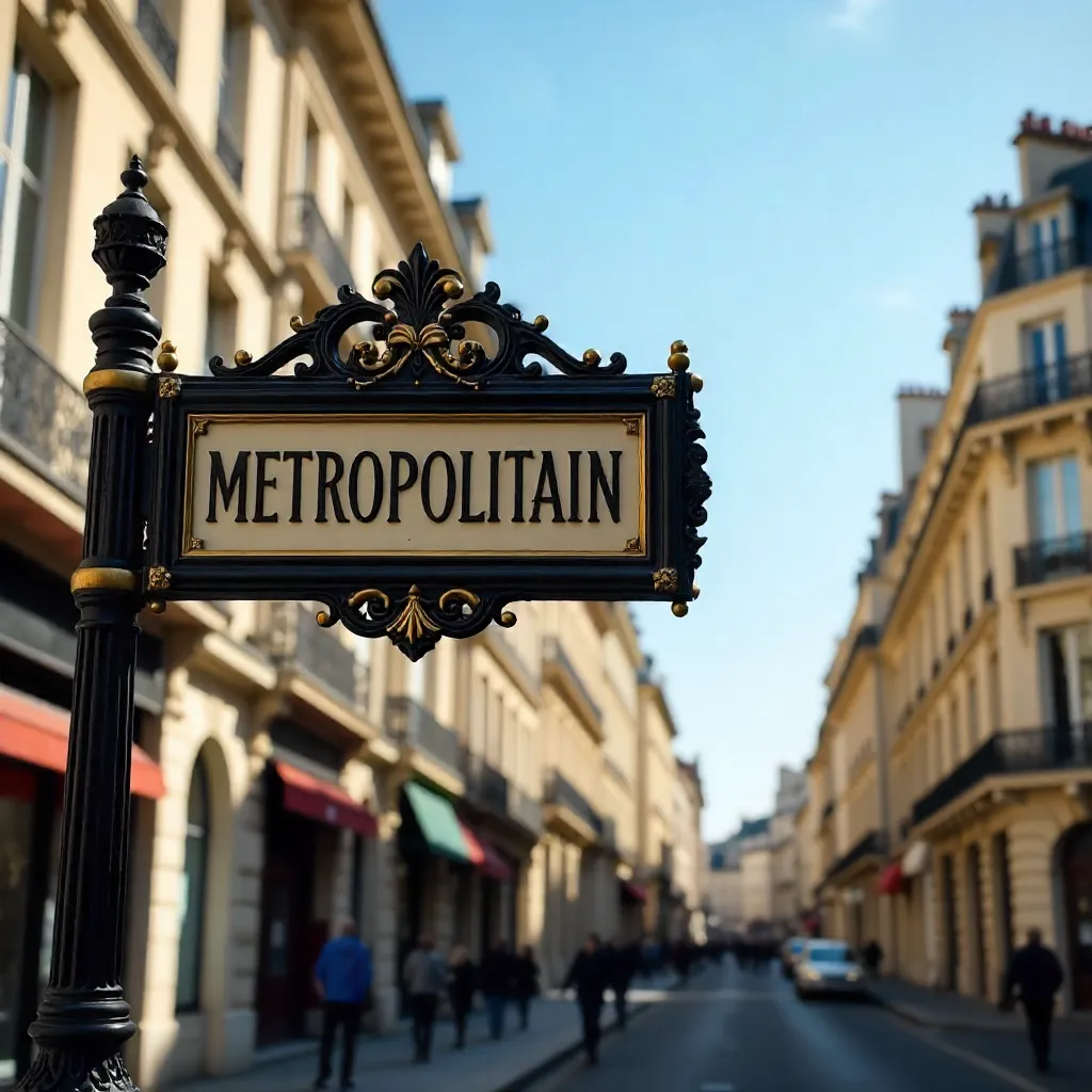 Elegant Métro Sign with Parisian Haussmann Architecture