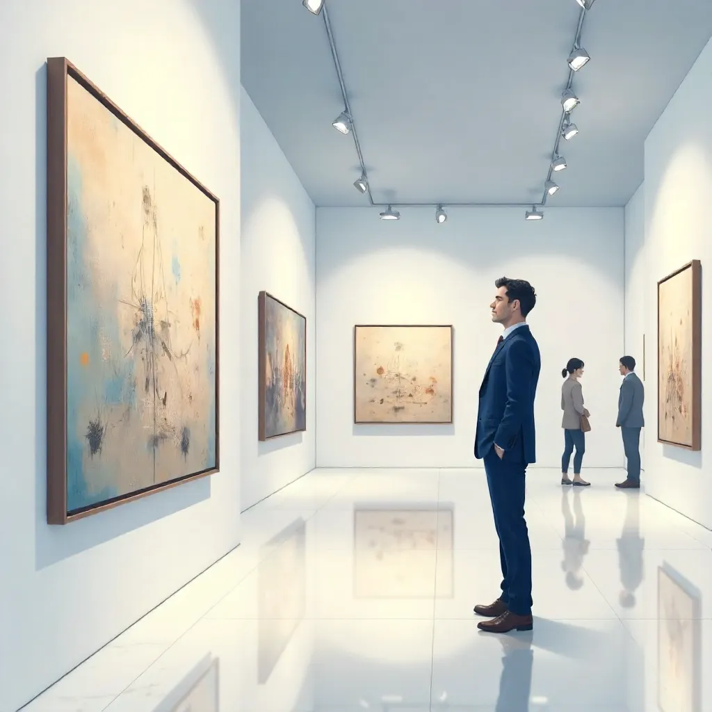 Anime Style Professional White Man in an Art Gallery