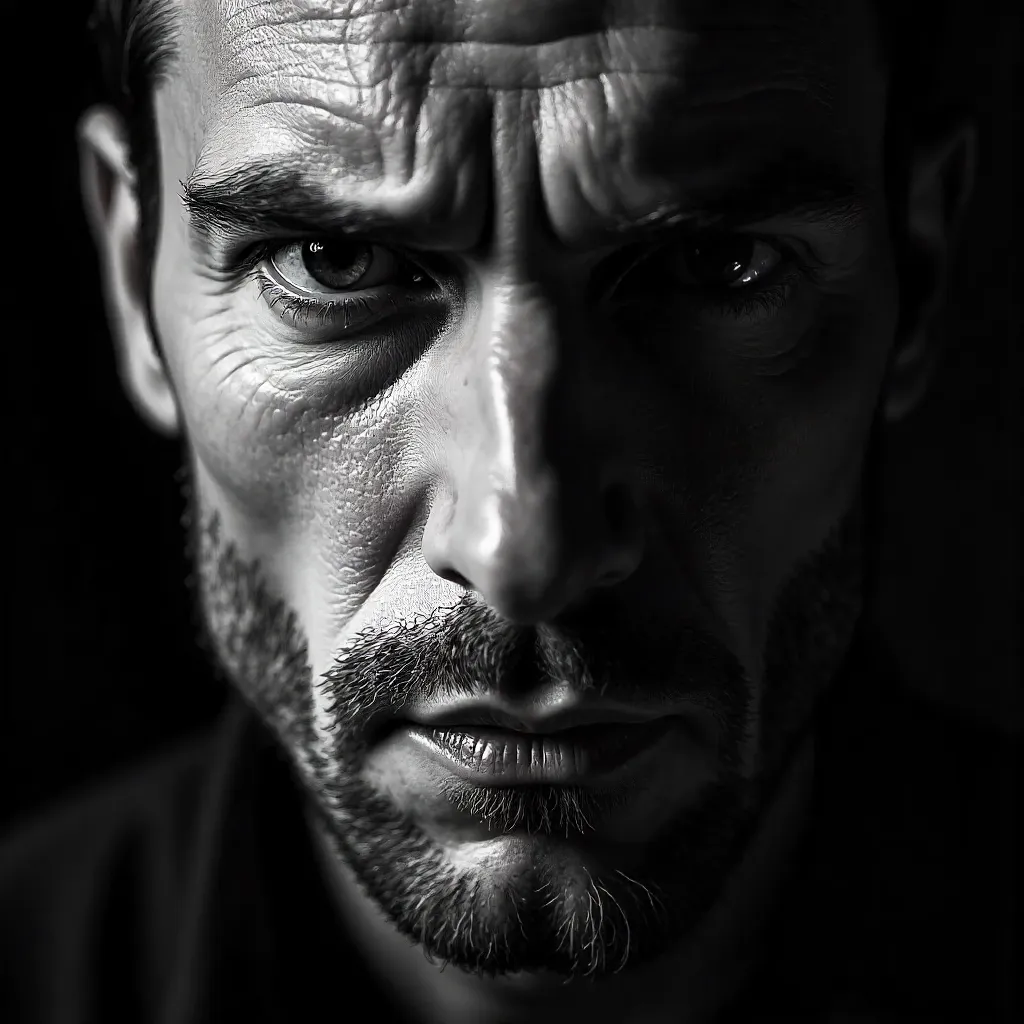 Intense Monochrome Portrait of a Man