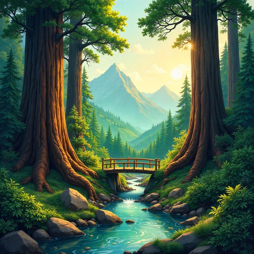 Valley in a Redwood Forest - Anime Style
