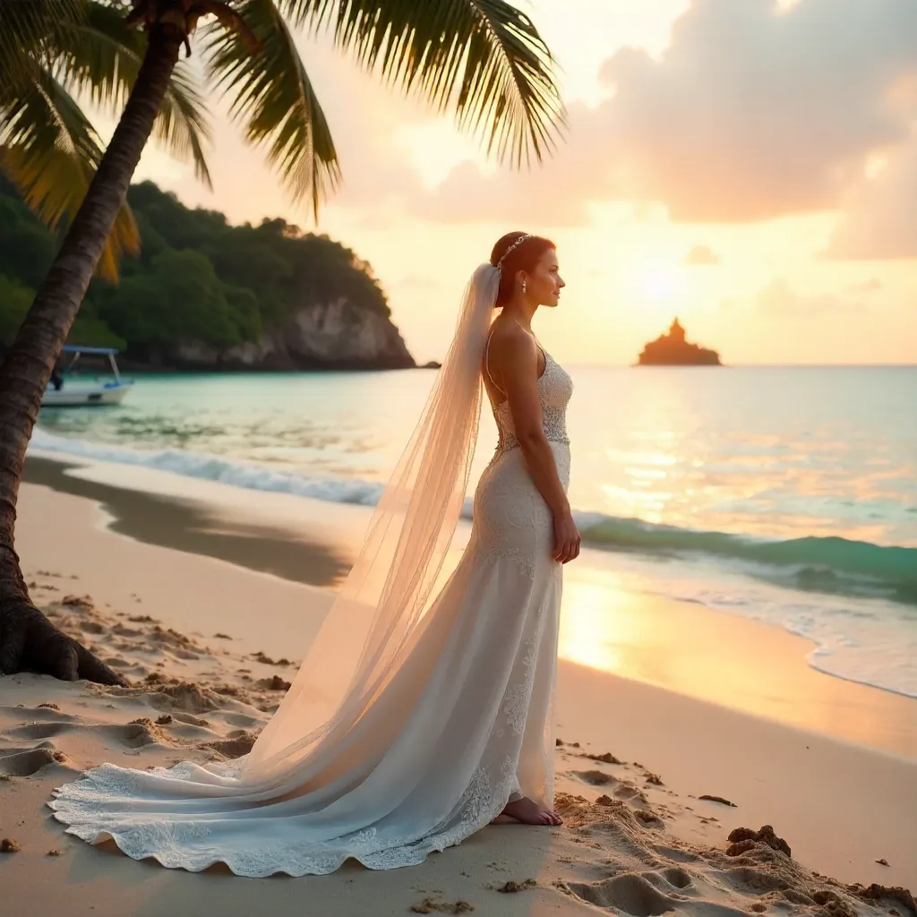 Serene Bali Bride Gazing at the Ocean