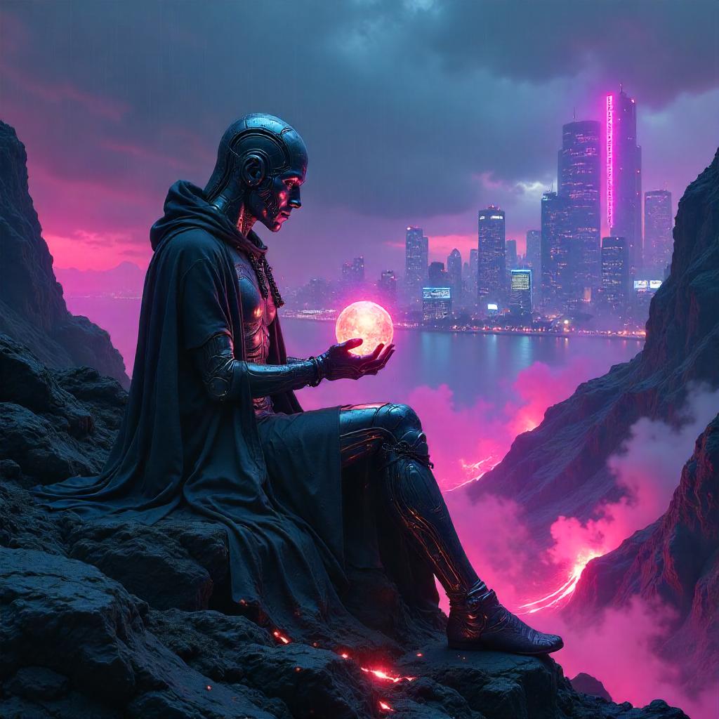 Neon Oracle on Volcanic Rift