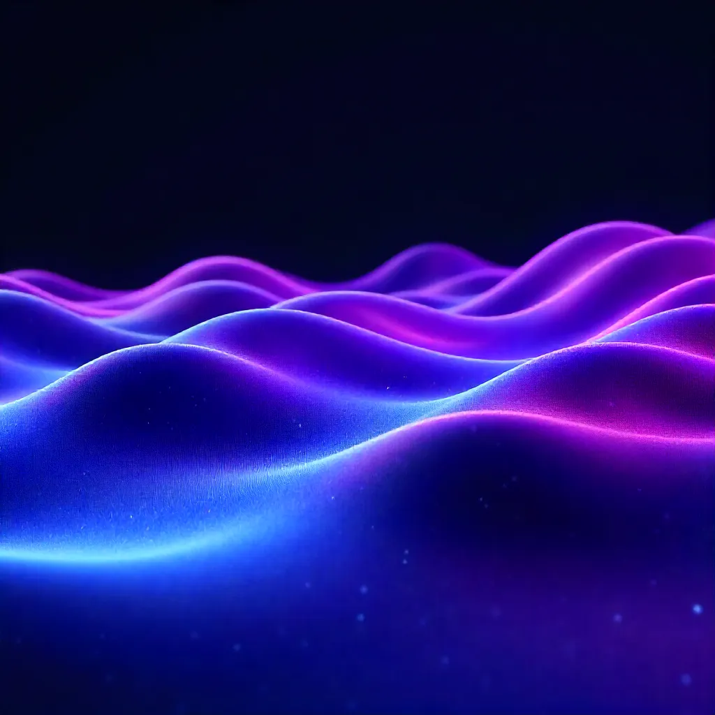 Dynamic 3D Purple-Blue Waves in Neon Void