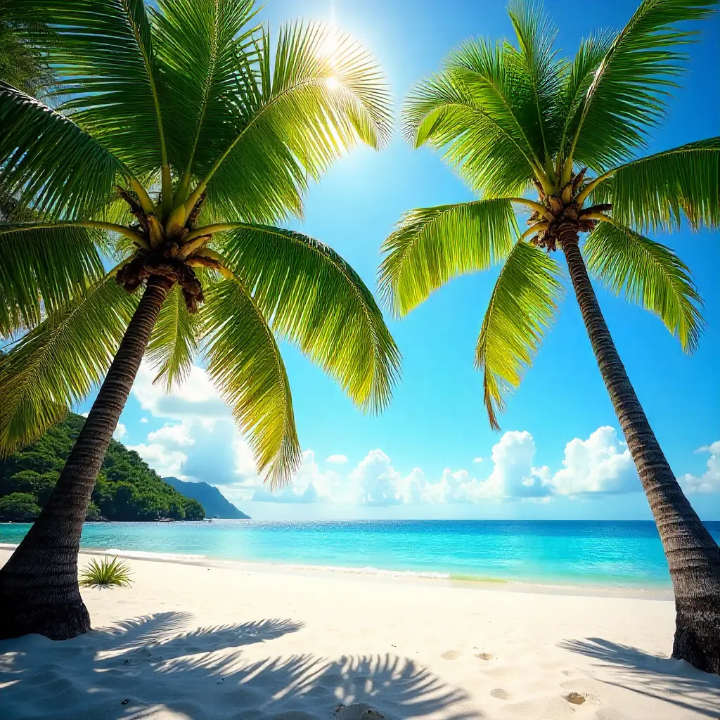Lush Palm Trees Under a Bright Samui Sky