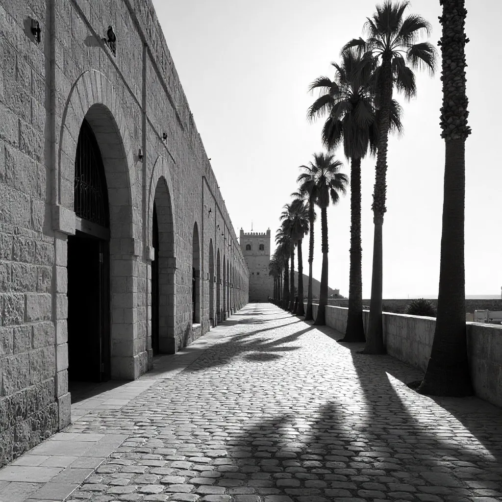 Monochrome El Jadida: Historic Architecture Meets Palm Trees