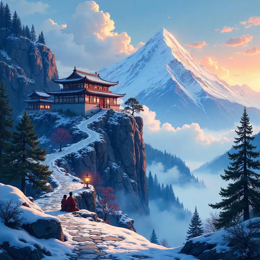 Monastery on a Misty Mountain – Anime Scene