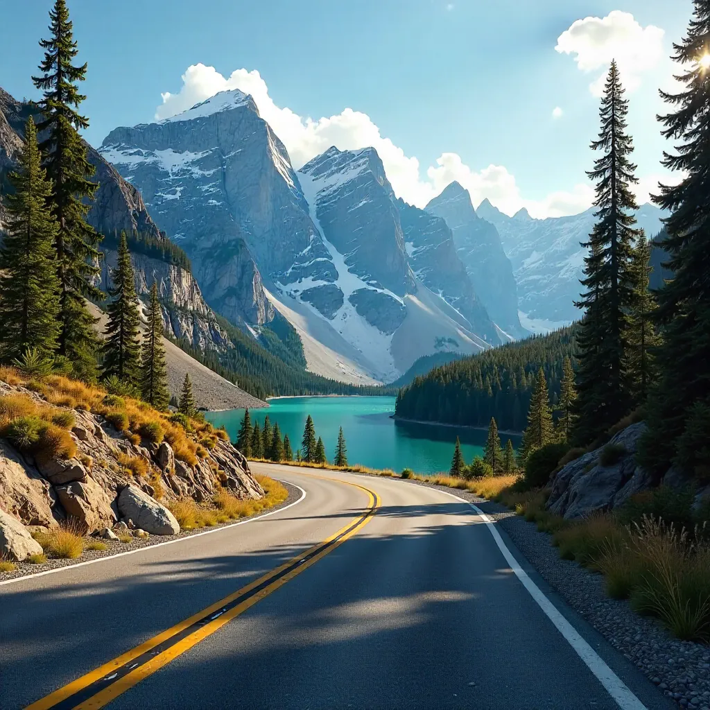 Winding Road to Jasper Mountain Peaks