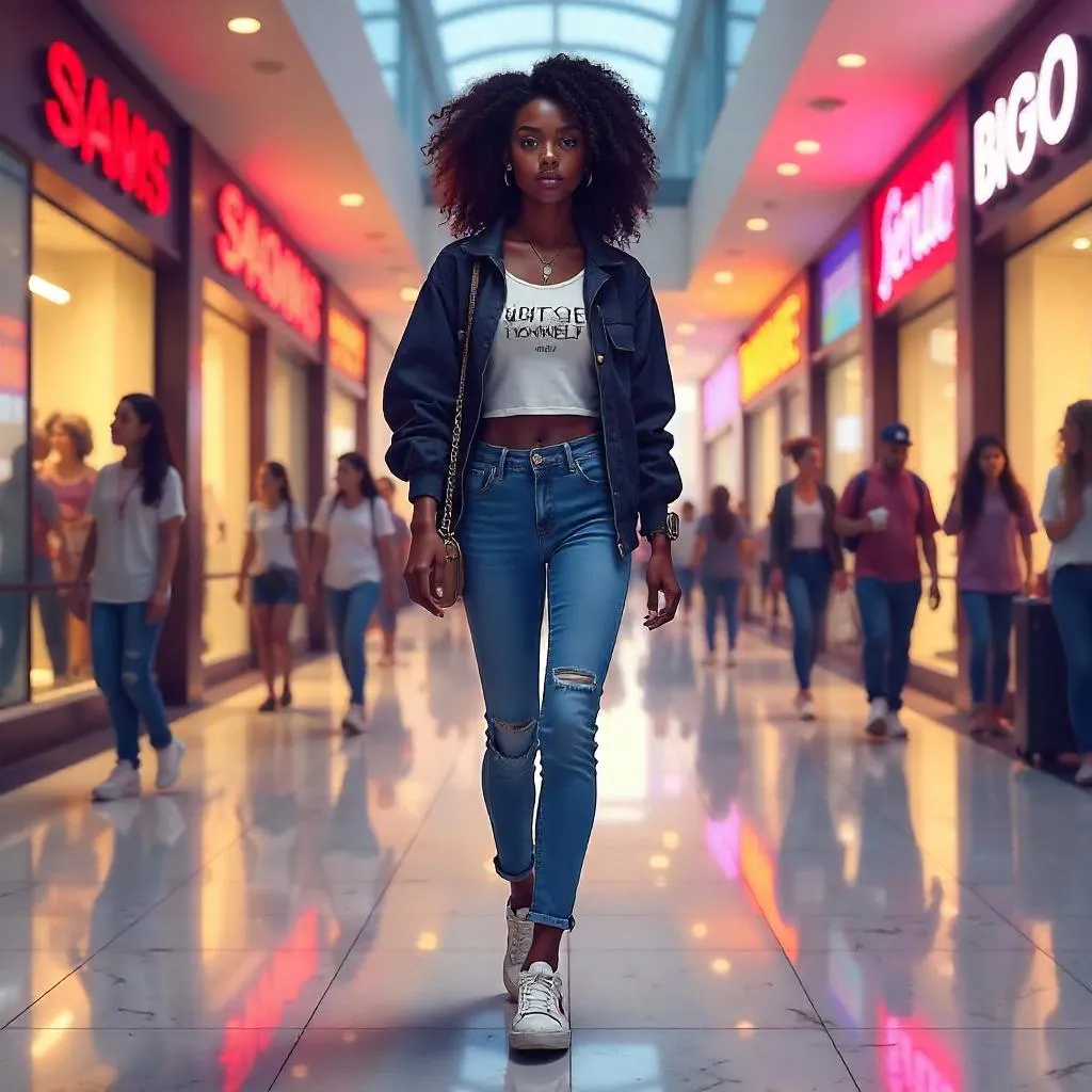In the Mall: A Young Black Woman in Digital Art