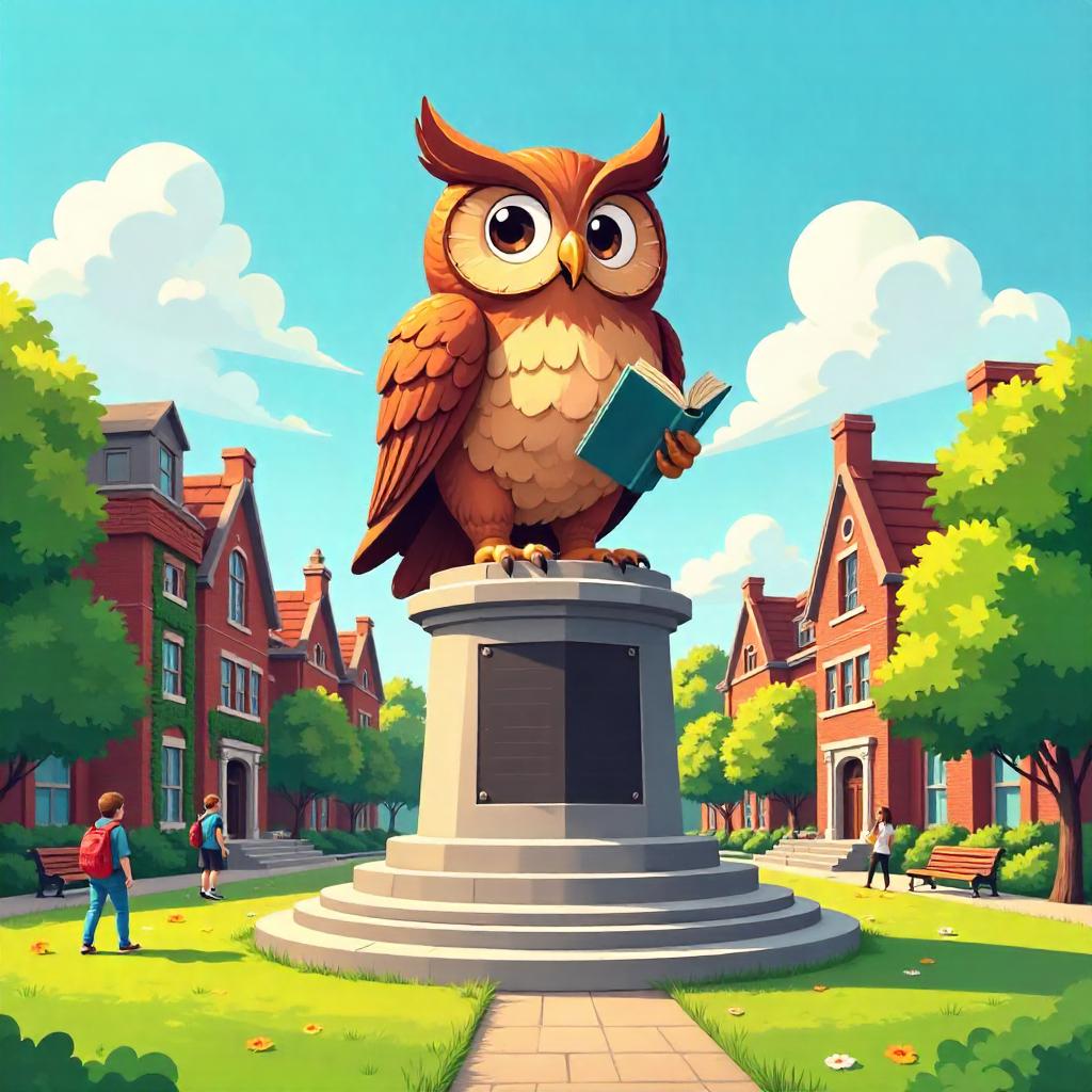 Whimsical Cartoon Monument on Campus