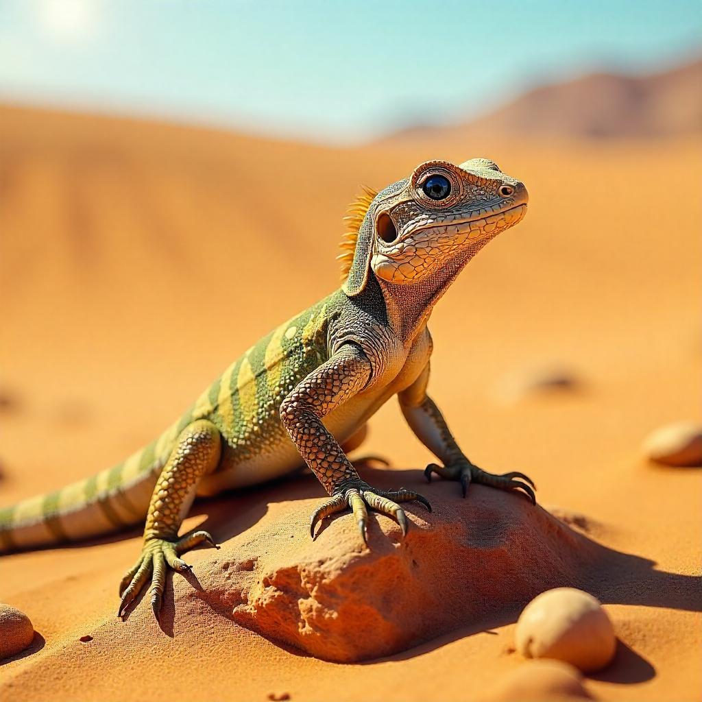 Photoreal Desert Lizard in Sunlit Sands
