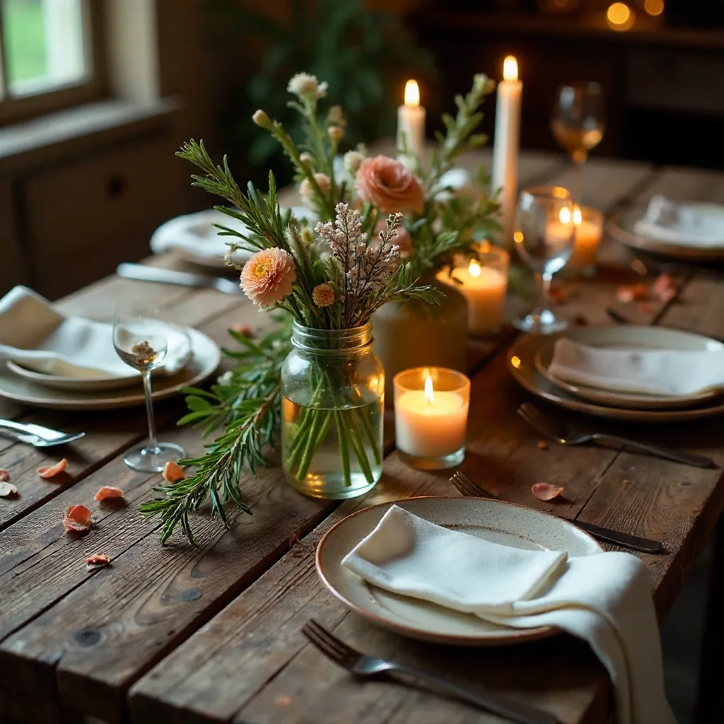 Rustic Floral Table Setting for Intimate Gatherings