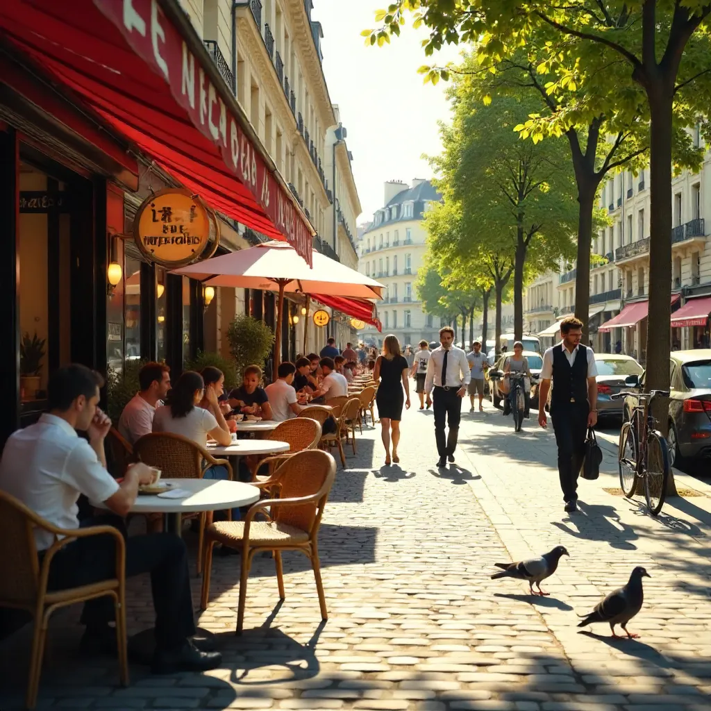 Le Nemours Café on a Sunny Paris Afternoon