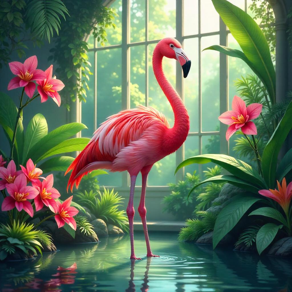 Flamingo in a Glasshouse: Digital Tropical Dream