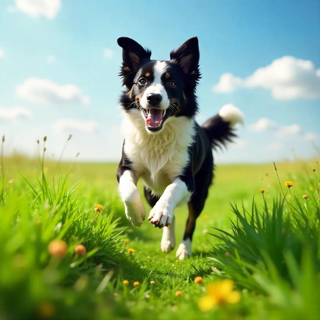 Lively Border Collie in a Green Field