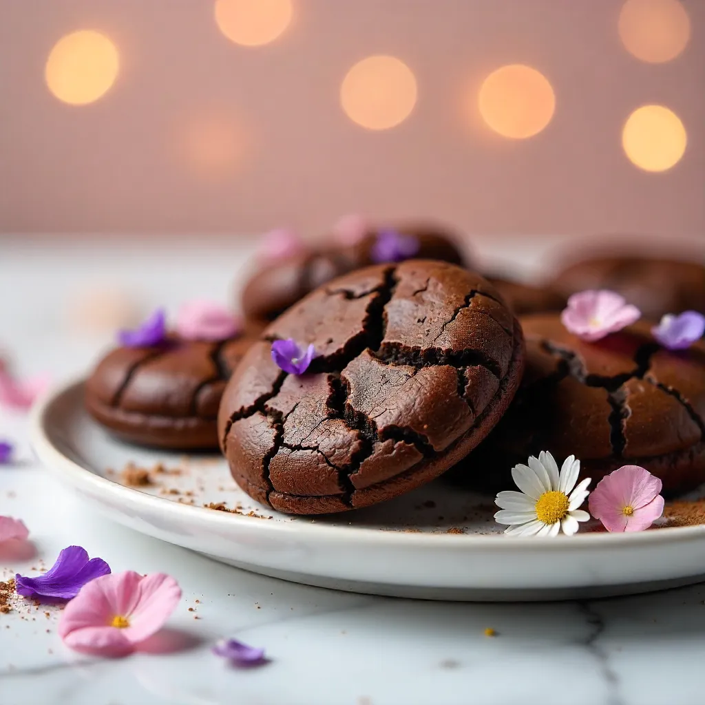 Floral Bokeh Chocolate Cookies for Dessert Presentation