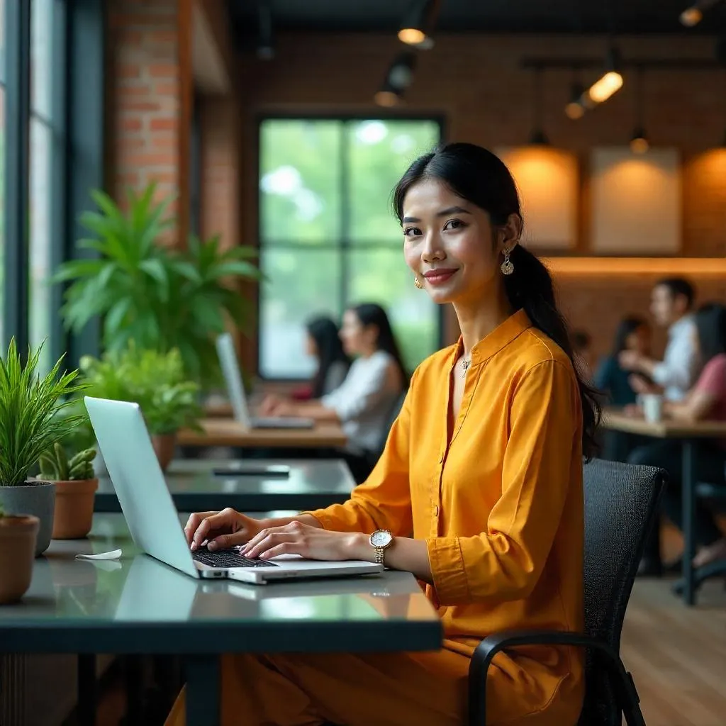 Hyper-realistic 3D Render: Indian Woman in Coworking Space