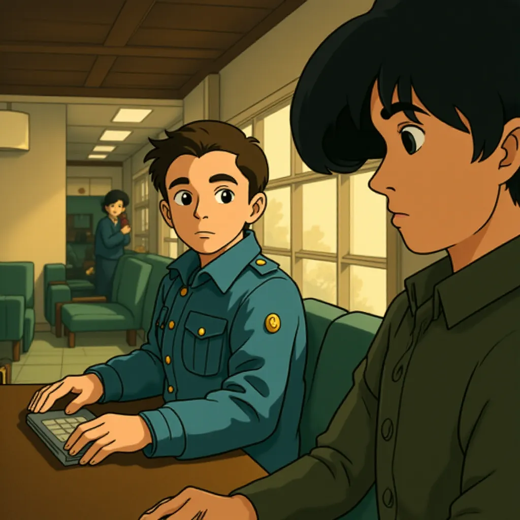Jason Bateman and Taron Egerton in Carry-On (2024) - Ghibli style