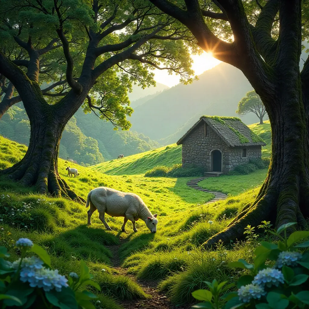 Serene Sheep Among Madeira's Laurisilva Forest
