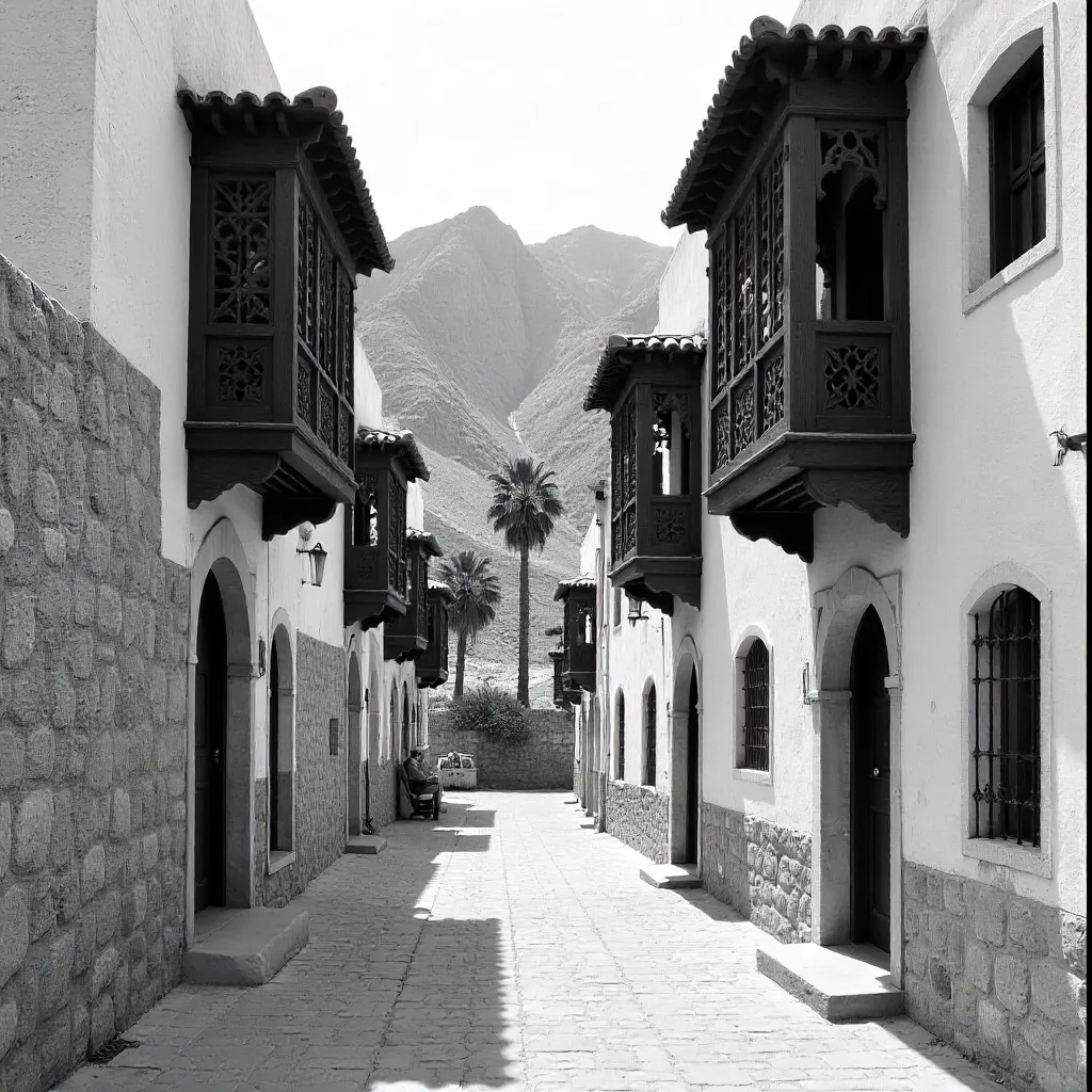 Black and White Abha: Traditional Highland Architecture
