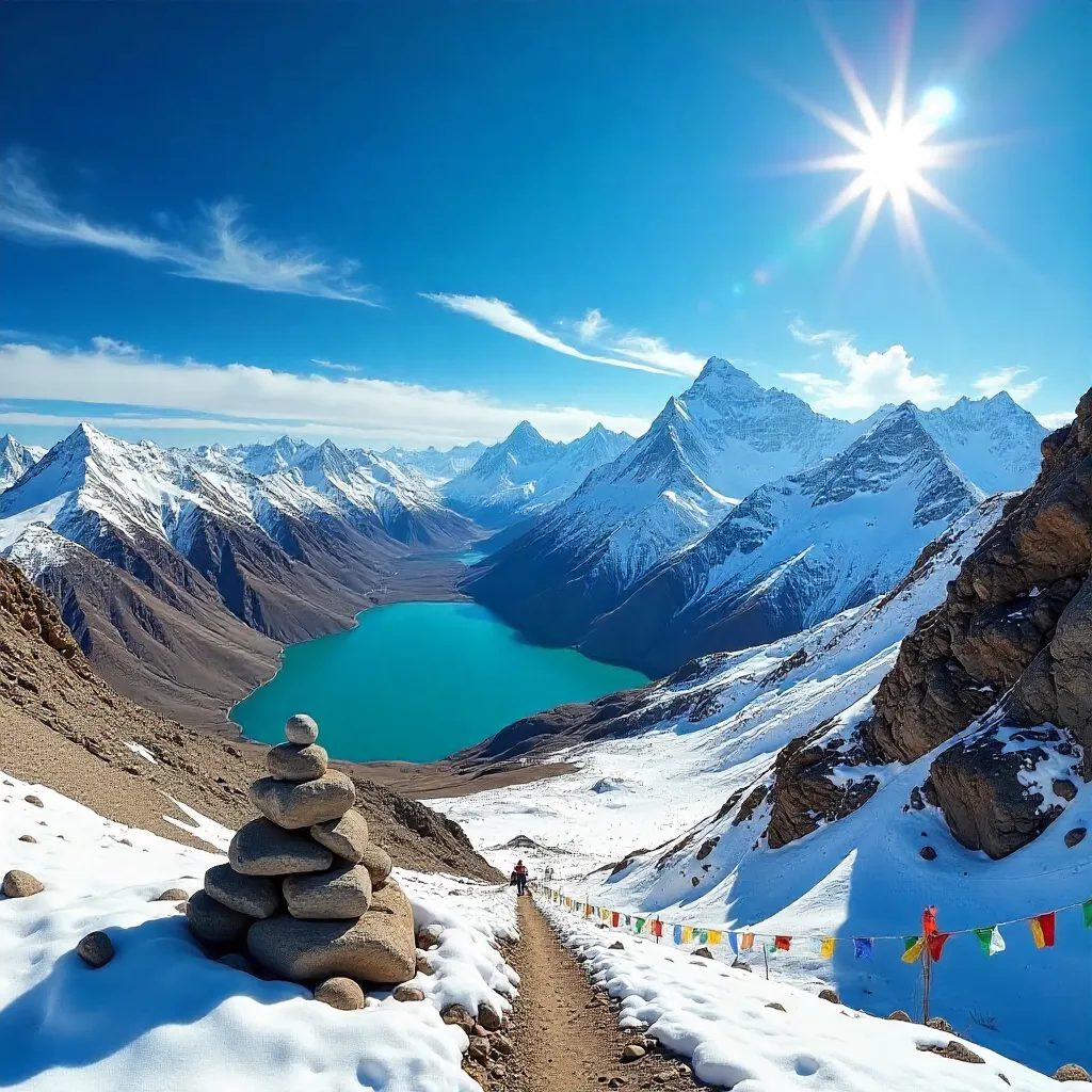 Snow-Capped Tibet Under a Brilliant Blue Sky
