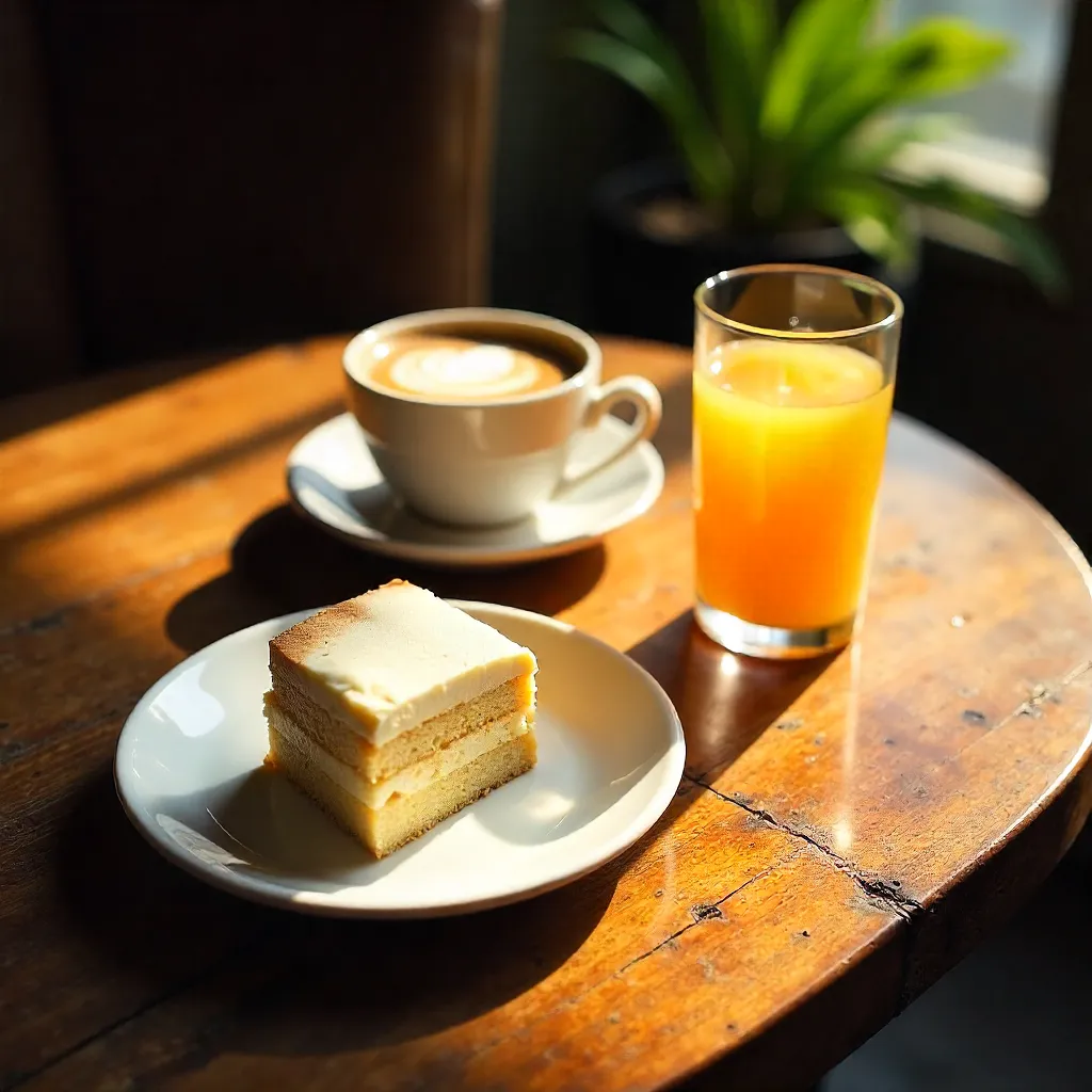Overhead Cozy Café Table in Golden Hour